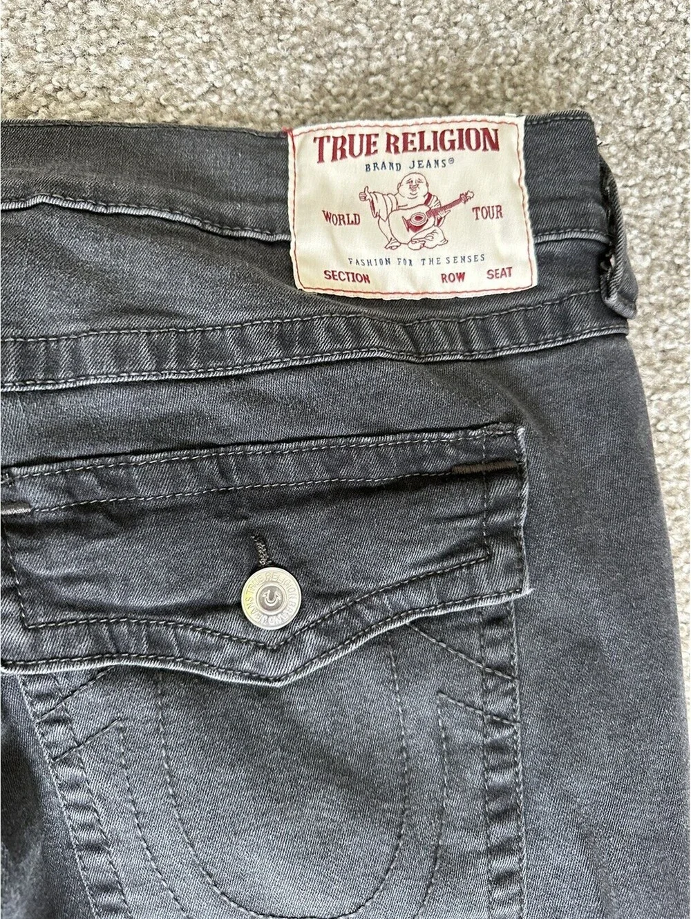 True Religion Rocco Flap SN Relaxed Skinny Jeans Washed Black Men’s Size 42 New